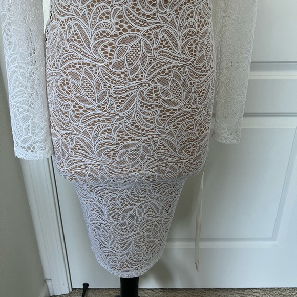 ChiqueDelgado for David Lerner white lace and nude crop top and skirt - Picture 6 of 6